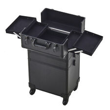 Black Makeup Trolley Case on Wheels Beauty Vanity Case Box Hairdressing Trolley