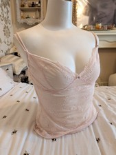Y2K sheer pink virgin vie lace cami top 12-14 L