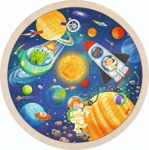 Goki round wooden space jigsaw - goki,