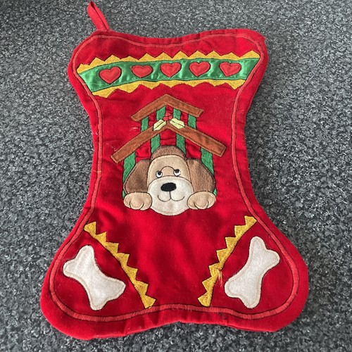 Vintage christmas stocking dog - christmas,