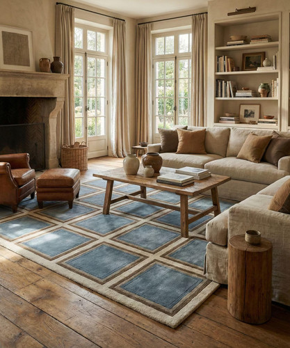 Hand tufted wool area - wool,