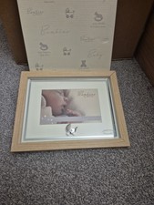 Bambino Light Wooden effect Picture Frame with Silver Pram Icon 6" x 4"
