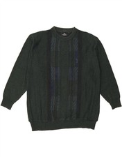 WERTHER Mens Crew Neck Jumper Sweater IT 56 2XL Green Striped Polyacrylic DW95