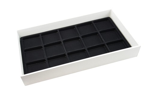 White wooden display tray - white,