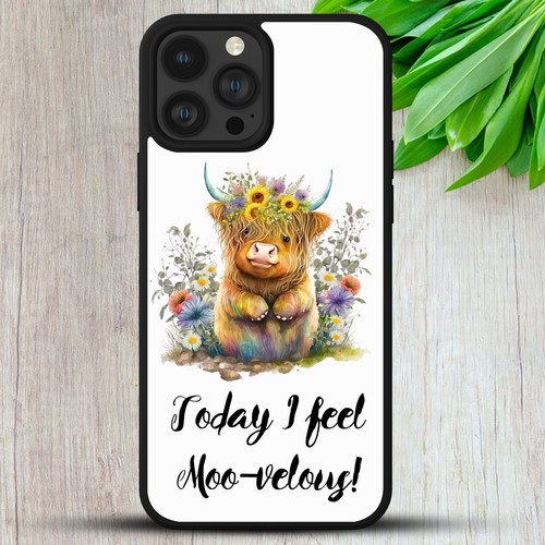 Highland cow floral sketch - highland,