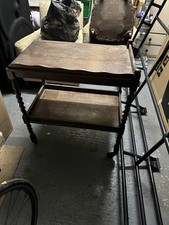 Antique Oak Tea Trolley Barley Twist Legs