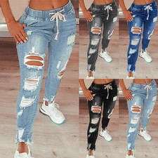 Womens Denim Ripped Pants