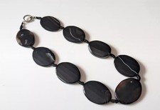 Retro Vintage Stone Bead Necklace Banded Agate Reiki Natural Layering 