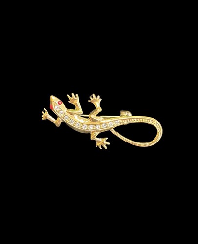 Vintage gold tone lizard - gold,