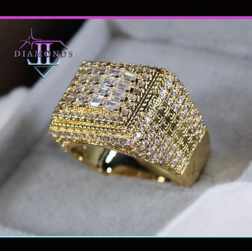 Mens gold iced out ring - mens,