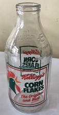 VTG 80’s Cornflakes cereal Advertising pint Milk Bottle retro glass Express Vase