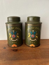 VINTAGE PAIR OF JACKSONS OF PICCADILLY GREEN TEA CADDIES CADDY WITH LIDS