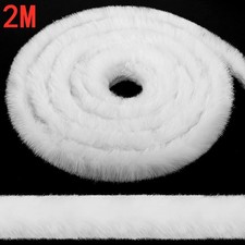 2M Faux Rabbit Fur White Strips Ribbon Edge Trims DIY Clothing Cuff Trims 6cm