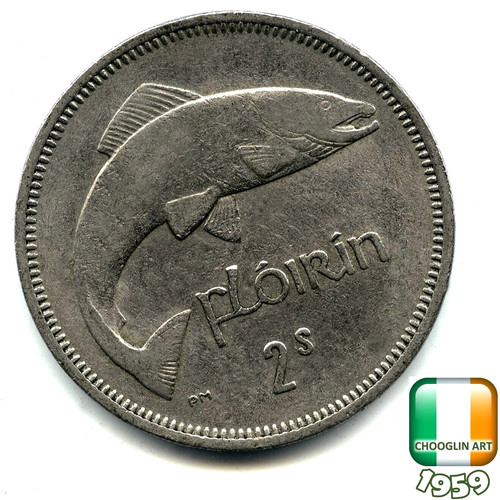 Irish 1959 two shilling 2s - 1959,