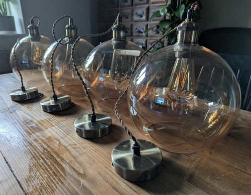Set smoked glass globe - of,