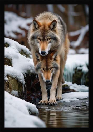 Wild wolf art - wild, framed