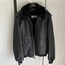 SCHOTT NYC 184 SM Flight Jacket Black Cowhide Size 52 LONG LENGTH Excellent