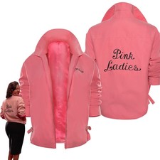Grease:Rydell Cosplay High Pink Jacket Zipper Coat Halloween party Lady Jacket