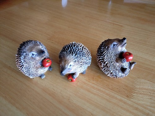 Hedgehog with apple figurine - hedgehog,
