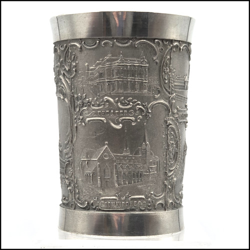 Vintage augsburg pewter beaker - pewter,