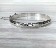 Warren James sterling silver hallmarked hinged hammered texture bangle bracelet