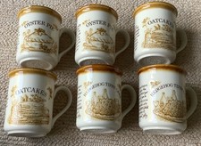 6  VINTAGE BILTONS RECIPE MUGS - Oyster Pie, Oatcakes,  Hedgehog Tipsy Cake