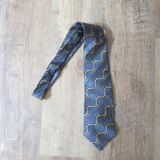 Vintage Drakes Sample Tie Horsebit Silk Grey Gold 4 inch Snaffle England London