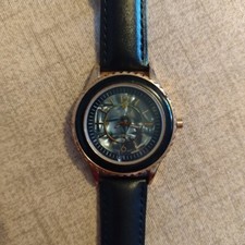  Thomas Calvi Wristwatch Womens Black Leather Strap New Battery Christmas Gift