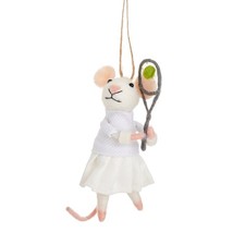 Sass and Belle Felt Tennis Mouse Christmas Tree Decoration with Rustic Twine