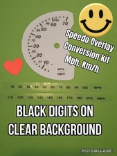 Universal Speedo Kit Overlay Conversion Mph Kph Motorhome Campervan Black Clear
