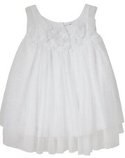 LILI GAUFRETTE GIRLS WHITE TULLE DRESS WITH GOLD GLITTER 2 YEARS