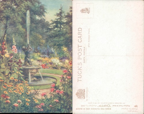 Garden fountain with flowers