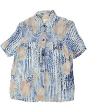 CARLA FERRONI Womens Abstract Pattern Short Sleeve Shirt IT 50 XL Blue KF04
