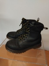 Dr Martens 1460 Black  Infant Childs Boots UK 10 EU 28 Faux Fur Collared