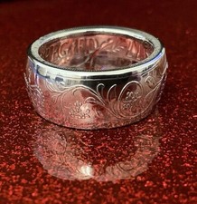 Hand Crafted 1977 Silver Jubilee Crown Coin Ring - 925 Sterling Silver - Size T