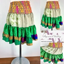 Vintage 1980s Handmade Hanky Ra-ra Mini Skirt Boho Hippy Chic Size M