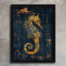 Steampunk Gold Seahorse Art