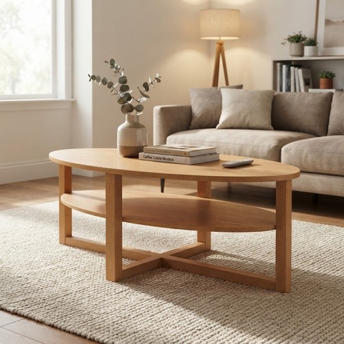Contemporary oak effect oval - oak,