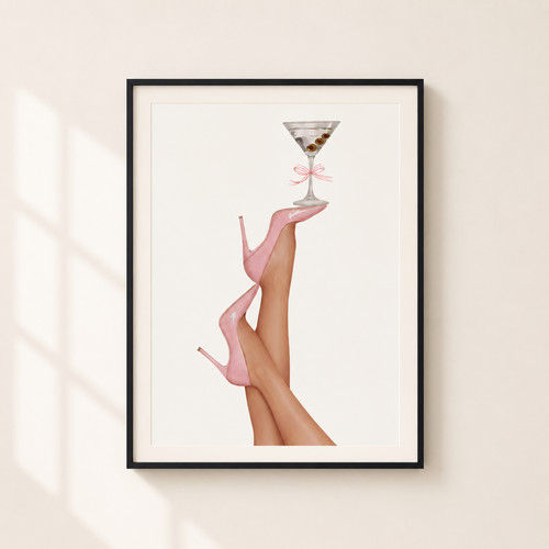 Pink heels martini wall art - heels,