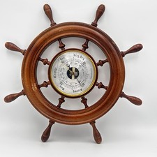 Late 1960s Large Weathermaster Nautical Ship Wheel Style Barometer