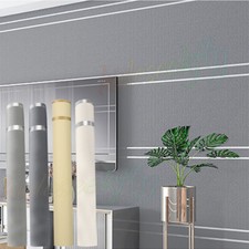 9.5M Modern Silver Grey Wallpaper·Horizontal Vertical Stripe`Embossed Wall Paper