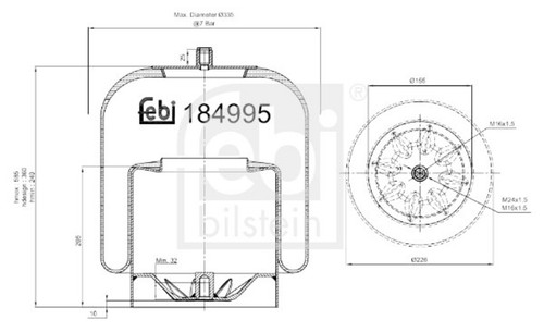 Rear air spring - air, febi