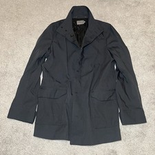 Reiss Mens Trench Mac Jacket Black Overcoat Button Stampede Size Large L