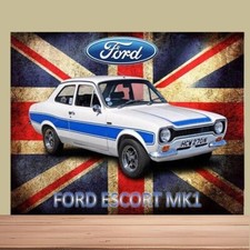 Ford escort MK1 Retro Car Garage Man Cave Shed Metal wall SIGN shed vintage