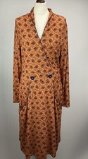 Joe Browns Rust / Floral Pattern Long Sleeve Jersey Dress Approx Size 16 Pockets