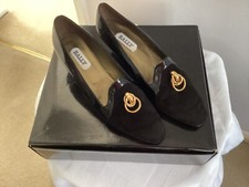 Vintage bally black Suede / patent court shoes size 7 ladies New
