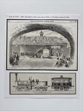1849 Antique Engraving Queen Victoria’s Royal Train and Carriage York Station