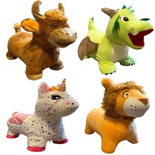 Bouncy Pals Hopper Toy – Lion/Unicorn/Cow/Dragon Plush Ride-On + Pump 25×40×50cm