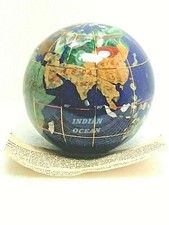 Gemstone Globe Paperweight ~Over 20 Gemstones From Around The World ~3" Wide