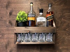 Personalised Rum Whiskey Whisky Shelf Rack Wooden Drinks Rustic Home Bar (WDO)EM
